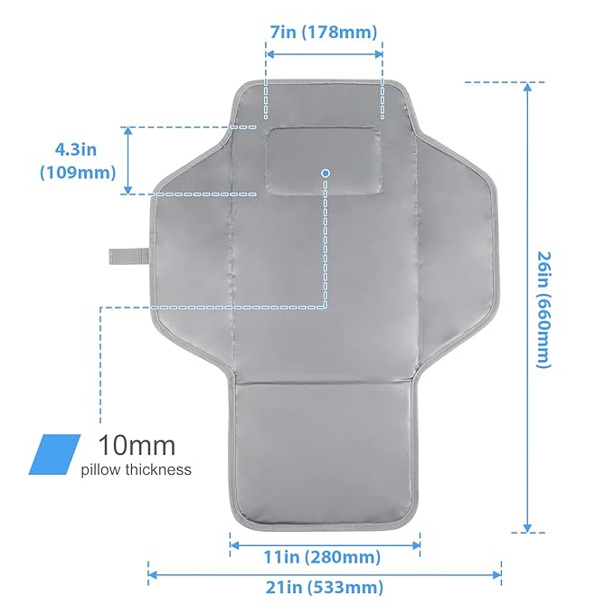 Portable Changing Pad Travel - Reusable Diaper Changing Mat with Built-in Pillow - Lightweight & Foldable Changing Station(Cute Elephant)