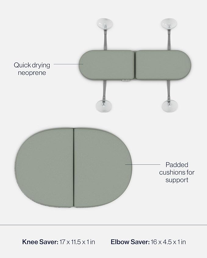 Lalo Bathtime Essentials - Includes Knee & Elbow Saver, Rinse Cup, & Spout Cover - Comfortable & Secure Baby Bath Essentials Made with Safe, Durable Materials and Easy to Clean - Sage