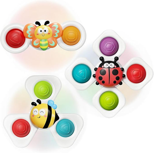 SpringFlower Suction Cup Spinner Toys, Baby Bath Toys 6-12 Months, Bath & Travel Toy for Toddlers, Birthday Baby Sensory Toy for 1 2 3 Year Old Toddler