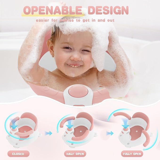 Baby Bath Seat for 6 Months & Up, Seats for Babies Sitting Up, 3 Toys, Open Design, Non-Slip, Compact Toddler Seat