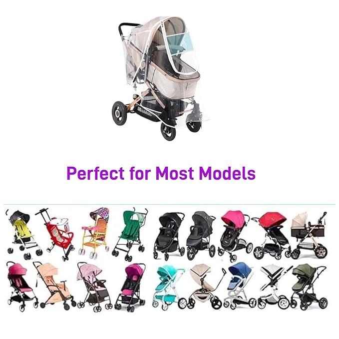 Stroller Rain Cover, Universal Stroller Accessory, Waterproof, Windproof, Protect from Sun Dust Snow, Baby Stroller Weather Shield for Travel