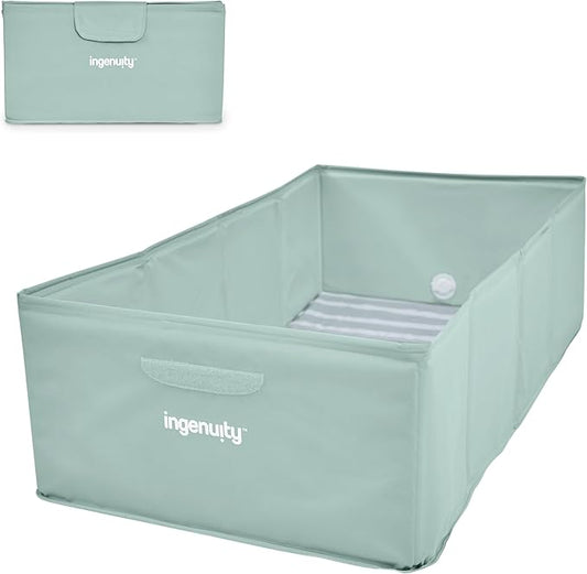 Ingenuity Tuckaway Toddler Folding Tub, Converts Shower to Tub, Folds to Store, Easy to Clean, No Assembly Required, Portable Baby Bathtub for Travel, 12M-5Y