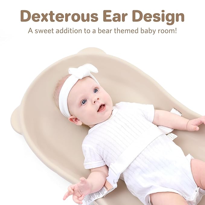 Waterproof Baby Diaper Changing Pad EVA Foam Wipeable Teddy Bear, Non-Slip Base Changer Pads Portable with Adjustable Safety Belt, Easy to Clean Change Mat Fits All Changing Station Table Dresser Bed