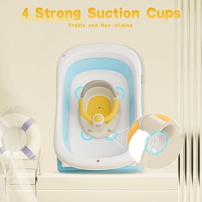 Baby Bath Seat for Babies 6 Months & Up, Bath Seats for Babies Sitting Up, 3 Baby Bath Toys, Open Design, Non-Slip, Compact Toddler Bath Seat.