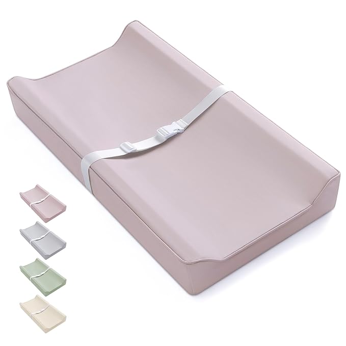 Blissful Diary Vegan Leather Baby Changing Pad with Waterproof & Wipe-Clean PU Cover, Standard Size Cozy Diaper Changing Pad for Dresser and Table, Taupe