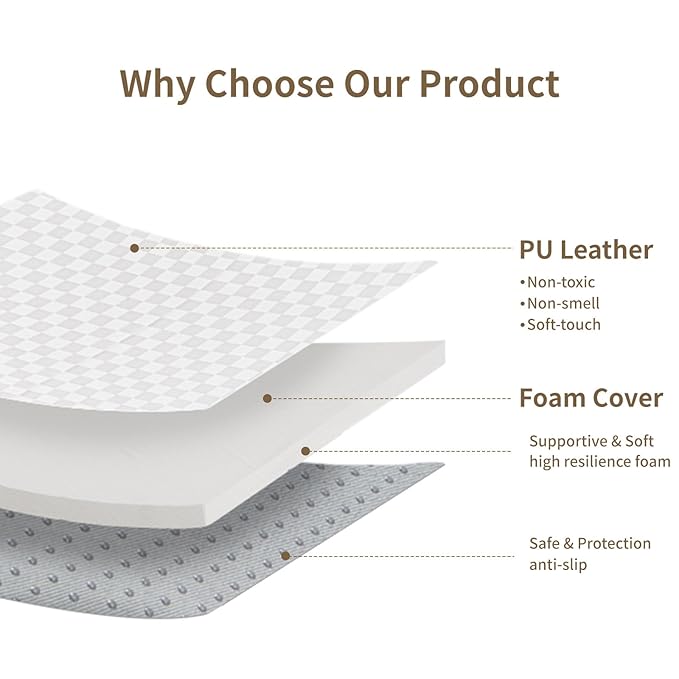 Large Vegan Leather Baby Play Mat for Floor,1.3"Thick Foam 59x82 Foldable Waterproof Kids Play Mat,Stylish and Just Wipe-Clean Playmat for Baby Play on Floor (Grey Checker)