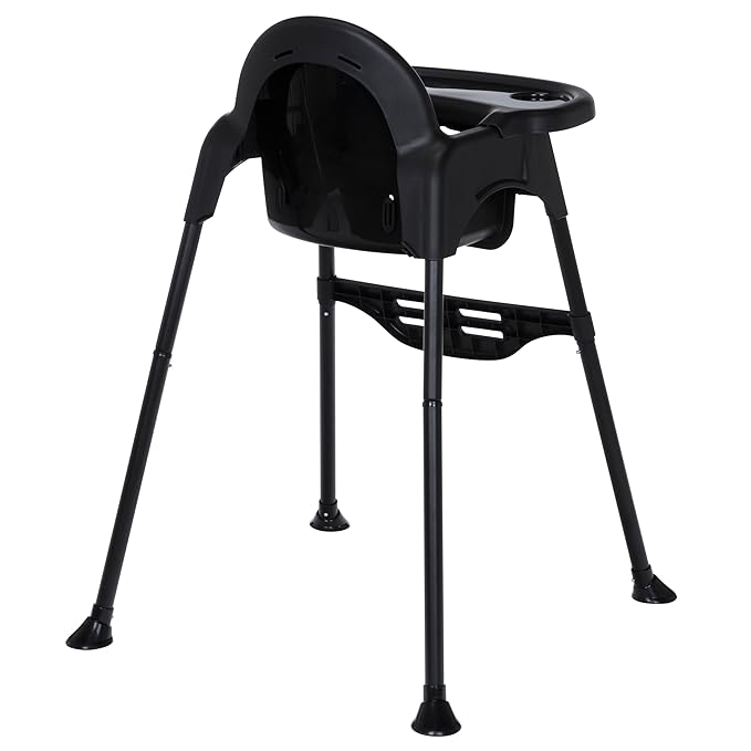 Cosco Kids Canteen High Chair Lightweight Portable Baby Feeding Chair with Adjustable Tray, Easy to Clean, Kitchen or Dining Use, Toddlers Up to 33 lbs, Mono Black