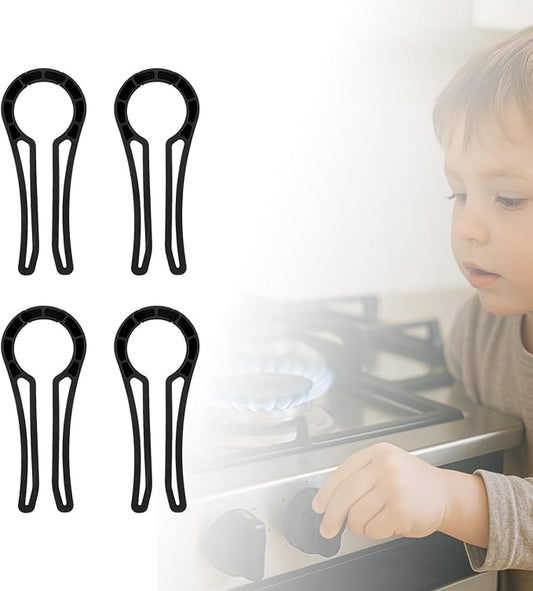 Gas Stove Knob Lock for Kids & Pets Safety,Gas Knob Lock to Effectively Prevent Accidental Touch,Easy to Install,Reusable PP Material,Fits Most Kitchen Sizes（BLACK,4PACK）