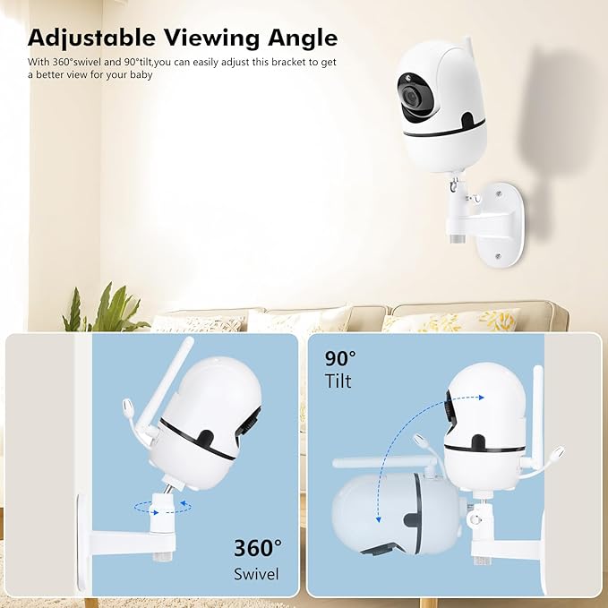 Baby Monitor Mount for HelloBaby HB65/HB40/HB6550/HB66/HB6339/HB6550 Pro, ANMEATE SM935E, 360° Adjustable Baby Camera Wall Mount for Hellobaby Monitor, Two Ways to Install