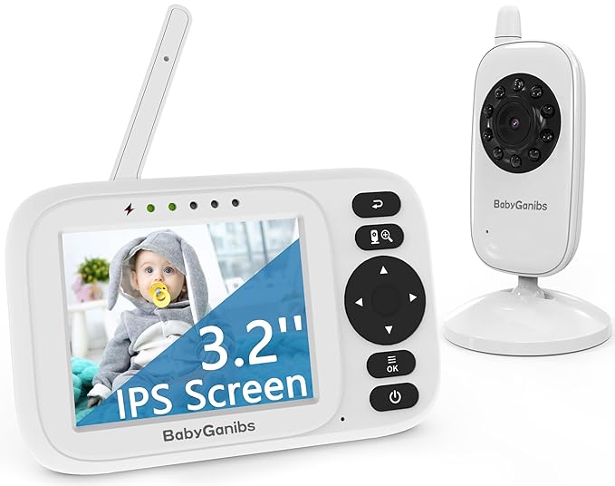 Baby Monitor with Camera and Audio, 3.2'' IPS Portable Baby Monitor No WiFi with 1000ft Long Range, Remote Pan-Tilt Video Baby Monitor, Infrared Night Vision, ECO Mode, Powerful Battery
