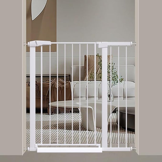 Extra Tall Baby Gate Stand 38" Tall - 37.80"-40.55" Wide Metal Walk Through Pet Gate for Doorway Stairs - No Drill Pressure Mounted Safety Gate