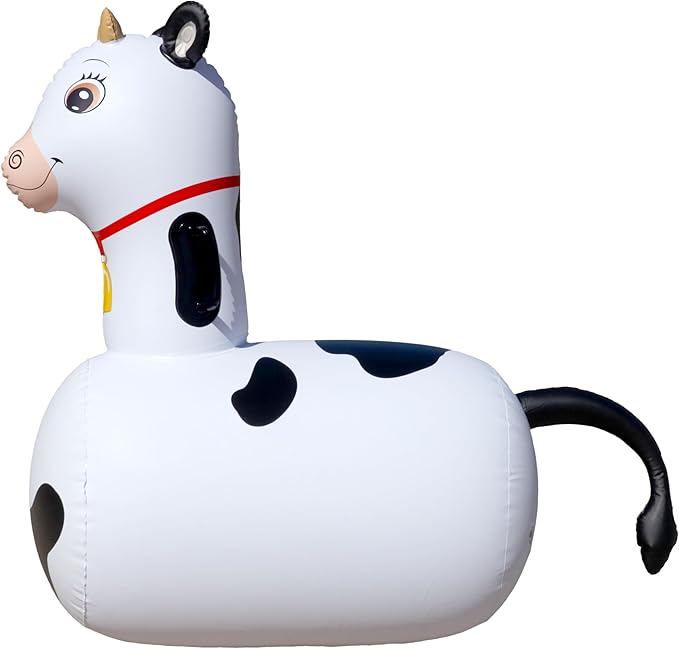 Hearthsong Hop N Go Inflatable Bouncy Cow Riding, Hopping Toys for Kids Ages 5+ - Ride On Bouncer Animal Hopper Jumping Toys for Outdoor Games (2 Pac