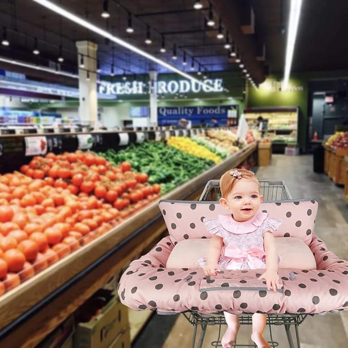 Shopping Cart Cover for Baby/Toddler with Supportive seat positioner, Cozy High Chair Cover, Pink