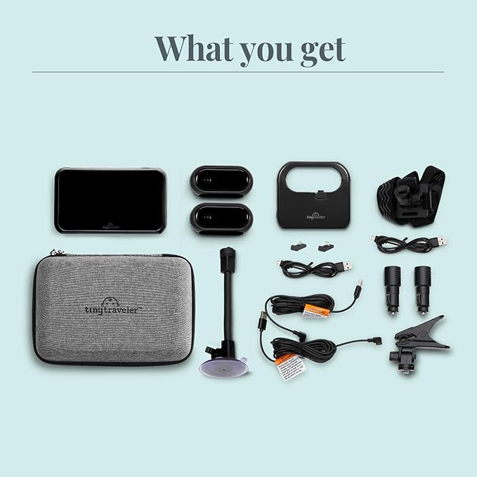 Tiny Traveler Baby Car Camera for 2 Kids, Touch Screen Baby Car Monitor with Power Bank, No WiFi Baby Camera for Car Home Travel, Rear-Facing Car Seat Monitor Night Vision Baby Reminder Alert - Black