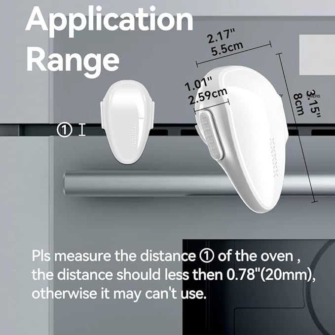 EUDEMON 1 Pack Childproof Oven Door Lock, Oven Front Lock Easy to Install & Heat-Resistant Material no Tools Need or Drill (White)(ONLY for Flat Surface)