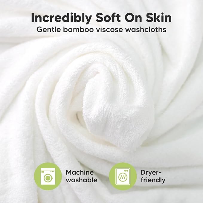 6-Pack Soft Baby Washcloths, Viscose from Bamboo - Kids, Newborn Bath Towels, Infant Shower, Toddler Reusable Face Towel, Gentle on Skin, Face Wash Cloths for Babies, 10x10 (Cool Gray)