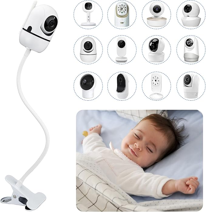 Flexible Baby Monitor Clip Mount Compatible with Infant Optics DXR-8 Pro, Nanit Pro, Owlet, Eufy, HelloBaby, Motorola, Vtimes, Arenti, VTech, Babysense and Other Baby Camera with 1/4 Screw Hole