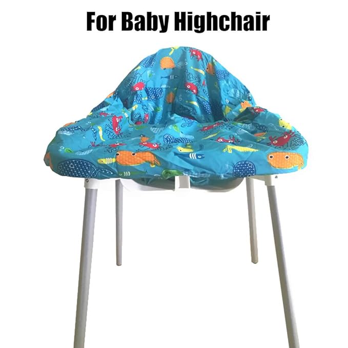 Portable Shopping Cart Cover, High Chair and Grocery Cart Covers for Babies, Kids, Infants & Toddlers, Attached Carry Bag (Blue Seaworld)