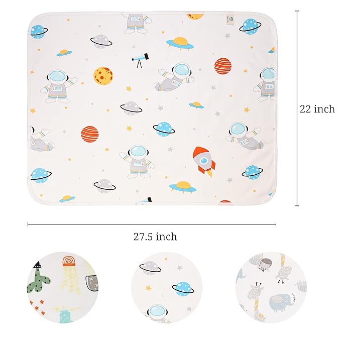 Baby Diaper Changing Pad Liners(22X27.5 inches) Soft Cotton Waterproof Changing Mat for Baby Underpads Mattress Mat Sheet Protector Portable Reusable Urine Pads for Travel Gear Pack of 3