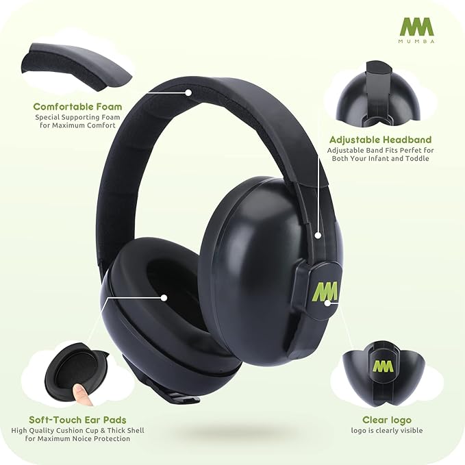 Mumba Baby Ear Protection Noise Cancelling HeadPhones for Babies and Toddlers Baby Earmuffs - Ages 3-24+ Months