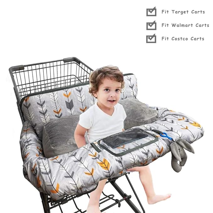 Shopping Cart Cover for Baby, High Chair Cover for Boy Girl, Infant Grocery Cart Cushion with Removable seat Positioner and Cellphone Holder