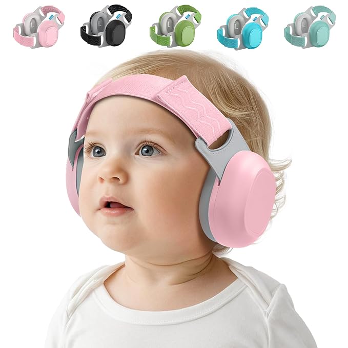 Bella's Friends Baby Ear Protection for Infants & Toddlers(3–48 Months) - Lightweight 24dB Noise Cancelling Headphones - Safe fit & Comfort Earmuffs - Improve Sleep - Baby Travel Essential, Pink