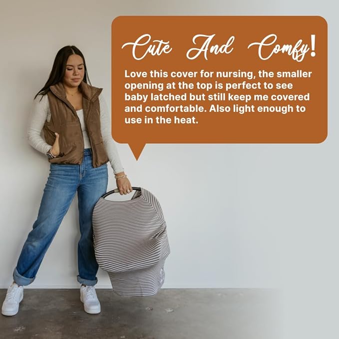 Parker Baby 4 in 1 Car Seat Cover for Girls and Boys - Stretchy Carseat Canopy, Nursing Cover, Grocery Cart Cover, High Chair Cover - “Sage/Pewter”