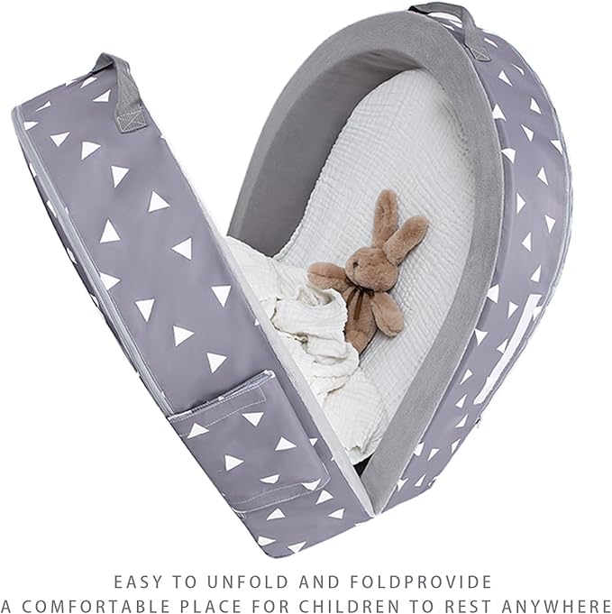 Mooedcoe Foldable Toddler Floor Bed with Sides, Folding Toddler Bed for Travel Kid Foam Sleeping Cot