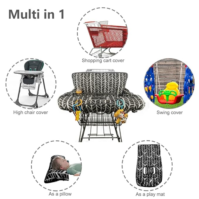 Shopping Cart Cover for Baby boy Girl, Multi-in-1 Cart Covers for Babies, Soft Padded Infant High Chair Cover, Machine Washable, Grocery cart seat Cushion Cover