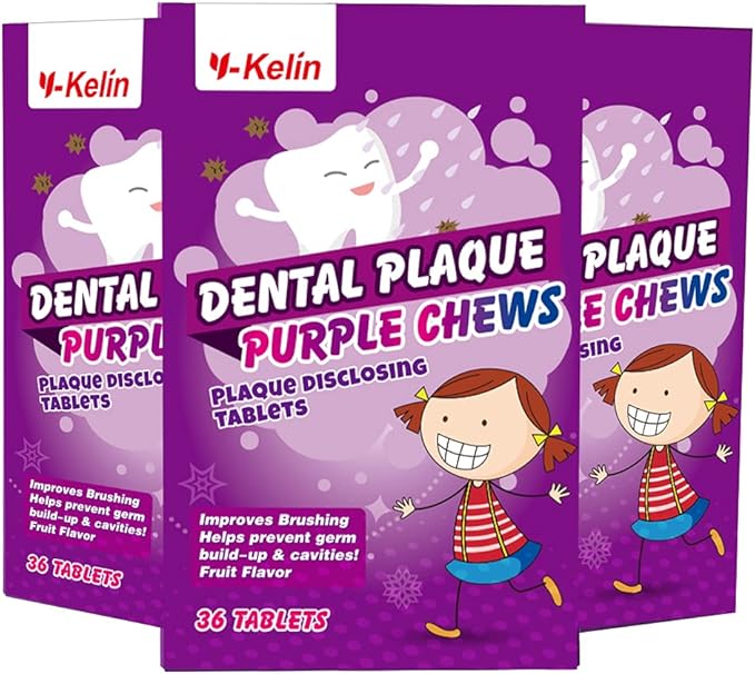 Dental Plaque Disclosing Tablets for Kids & Adults - Showing Plaque by Changing Color - Helps Teach Brushing Habits for Clean Teeth - 36 Count
