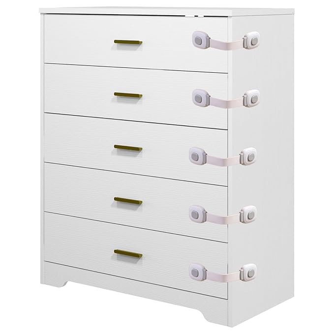 Fursafe&Q Baby Cabinet Locks, Child Safety Cabinet Proofing -Child Safety Strap Locks Adhesive Drawer Fridge Ovens Door Toilet Latches No Drill Multi-Purpose for Furniture Kitchen Lock (ZGrey, 12Pack)