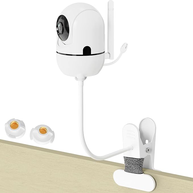 Flexible Baby Monitor Mount for HelloBaby HB6550/HB65/HB66/HB248, ANMEATE SM935E Baby Camera Mount Adjustable Clip Clamp Mount Long Gooseneck Arm,Baby Monitors Holder No Tools or Wall Damage(8 inches)