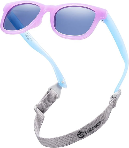 COCOSAND Flexible Polarized Baby Sunglasses with Strap UV Protection for Toddler Infant Girl Boy Age 0-24 Months