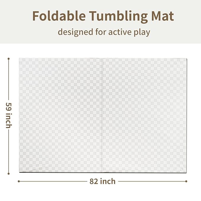 Large Vegan Leather Baby Play Mat for Floor,1.3"Thick Foam 59x82 Foldable Waterproof Kids Play Mat,Stylish and Just Wipe-Clean Playmat for Baby Play on Floor (Grey Checker)