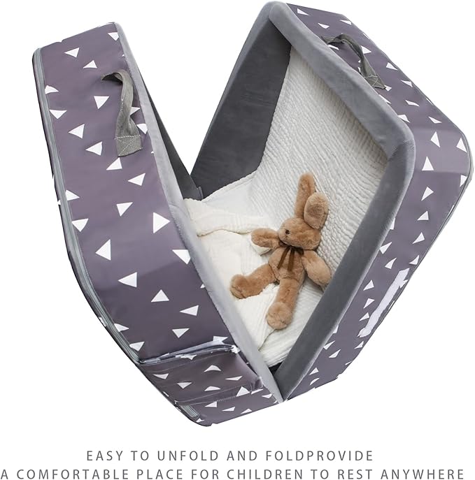 Mooedcoe Foldable Toddler Floor Bed with Sides, Folding Toddler Bed for Travel Kid Foam Sleeping Cot for Children 18M – 5yr Old(Rectangular, Triangle)