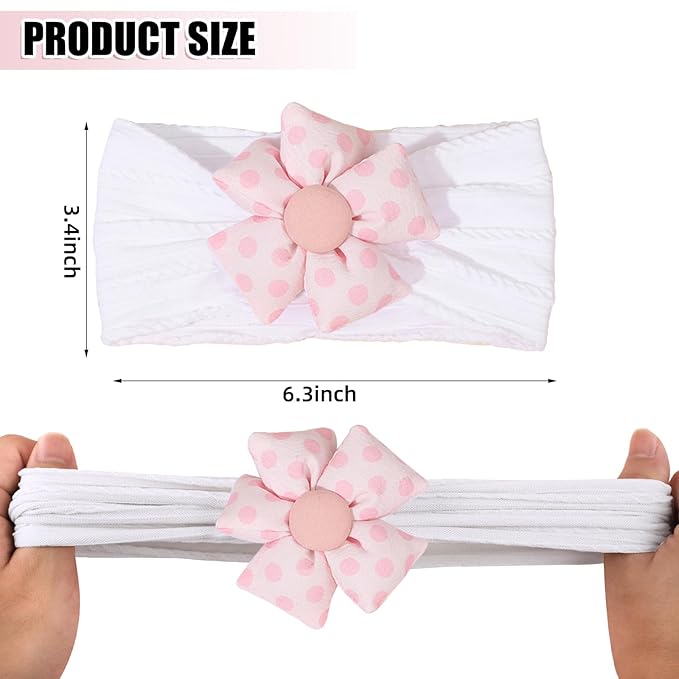 3 Pcs Baby Flower Headbands Baby Girls Nylon Headband Soft Hairbands Hair Accessories for Newborn Infant Toddler Kids (Yellow Pink White)