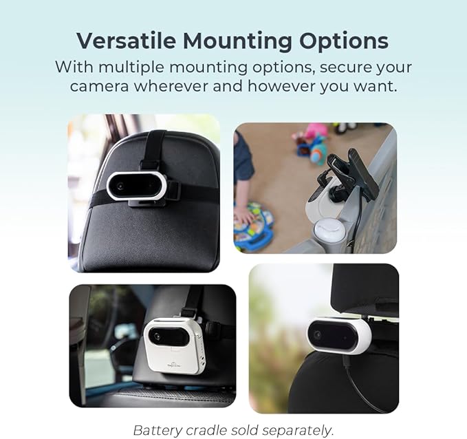 Tiny Traveler 5” HD Touch Screen Baby Car Monitor – Hackproof, No WiFi Baby Camera for Travel Home – Rear-Facing Car Seat Monitor with Night Vision Headrest or Clamp Mount Baby Reminder Alert White