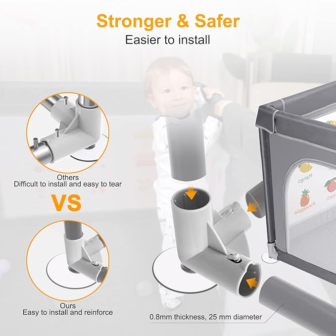 Premium Baby Playpen with Mat, 71x60 Inches Extra Large Playpen for Babies and Toddlers, Indoor & Outdoor Activity Center, Safety Baby Play Pen with Gate Prints