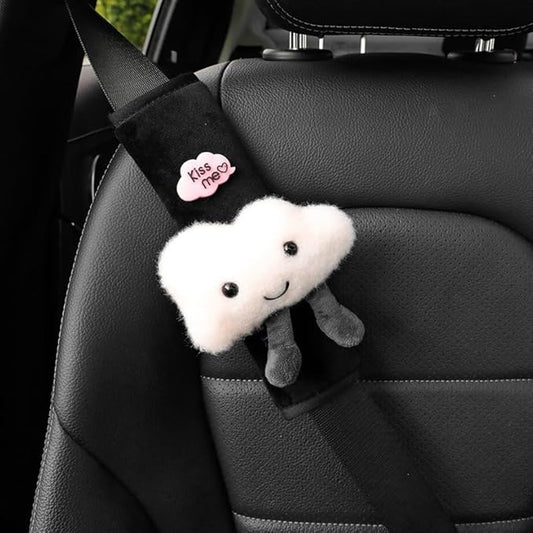 Car Seat Belt Cover Stocking Stuffers Cute Fluffy Pig Frog Sheep Dinosaur Safety Seatbelt Shoulder Pad Auto Accessory Neck Cushion Protector Seatbelt Shoulder Protector Nice Gift (Pink Cloud)