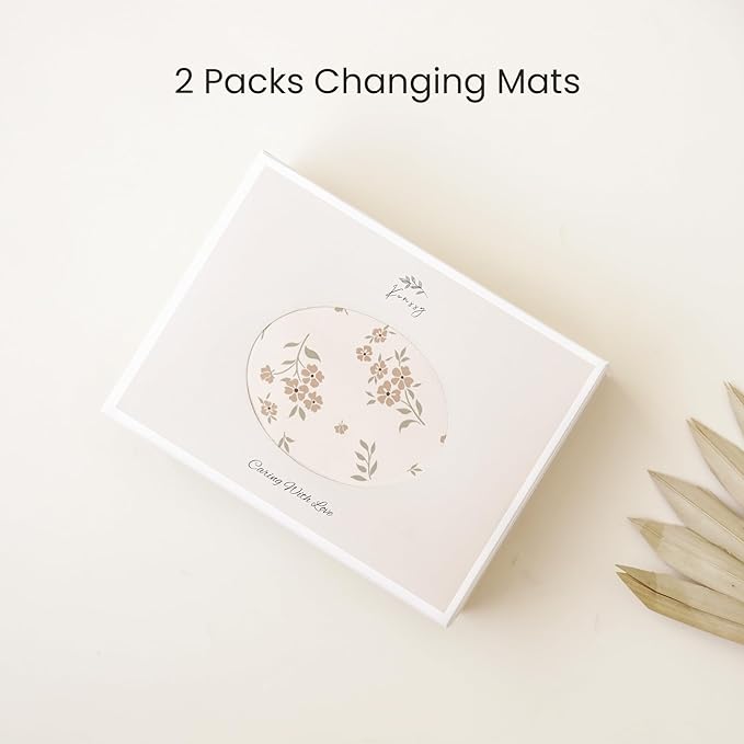 Konssy Faux Leather Baby Changing Mat, Waterproof, Wipeable & Portable Diaper Changing Pad for Travel or Home, Fits Perfectly in Diaper Bag, 30 x 17 inches (Blossom,Pink)