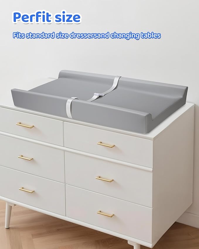 Baby Changing Pad for Dresser & Baby Changing Table Pad | Diaper Changing Pad & Wipeable Changing Pad - 100% Waterproof Vegan Leather, 31.25"x16" Standard Size