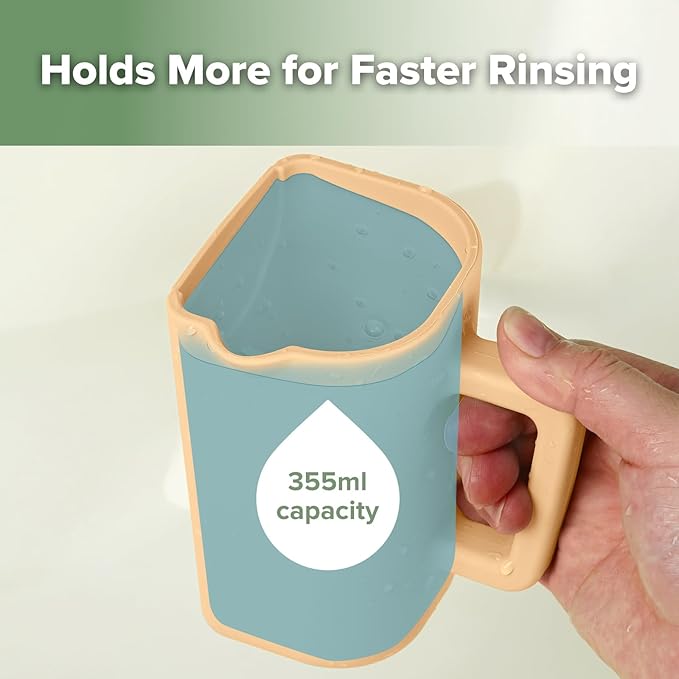 haakaa Gentle Pour Bath Rinse Cup | Food Grade Silicone Shampoo & Body Washing Rinser Cup for Kids with Easy Grip Handle - Coral