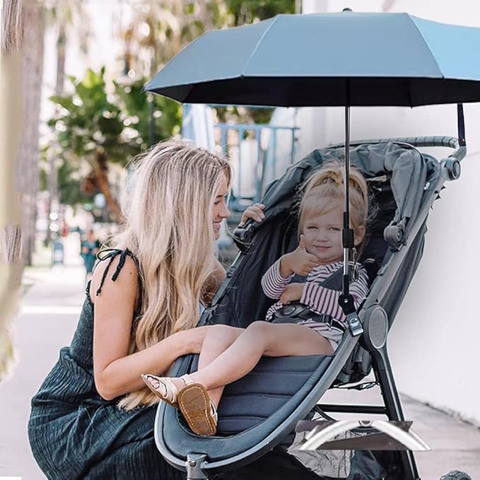 Universal Baby Parasol, Baby Stroller Sun Shade Sun Protection Sun Shade for Strollers, Waterproof Umbrella for Trolley Bike, Bicycle Umbrella with Holder Clip Clamp (sky blue)