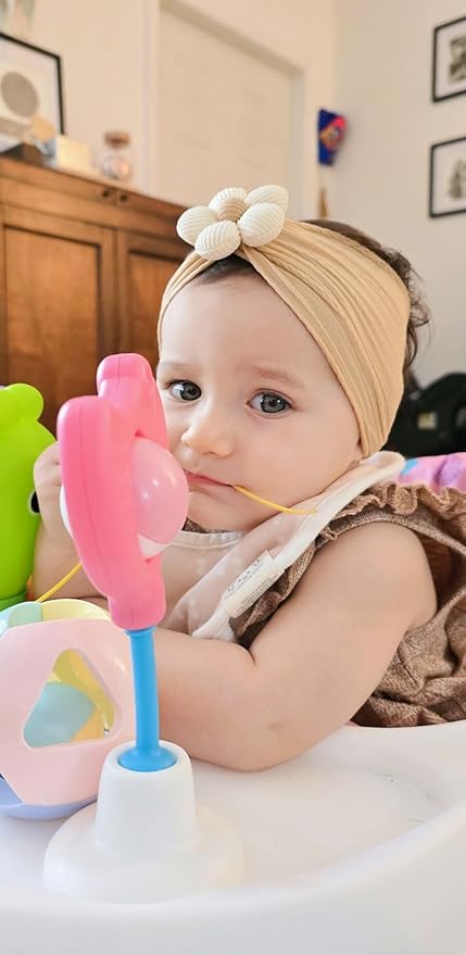 CÉLLOT 3 Pcs Baby Flower Headbands Baby Girls Nylon Headbands Soft Stretchy Headwear Hair Accessories for Newborn Infant Toddler Kids (Beige Ginger Khaki)