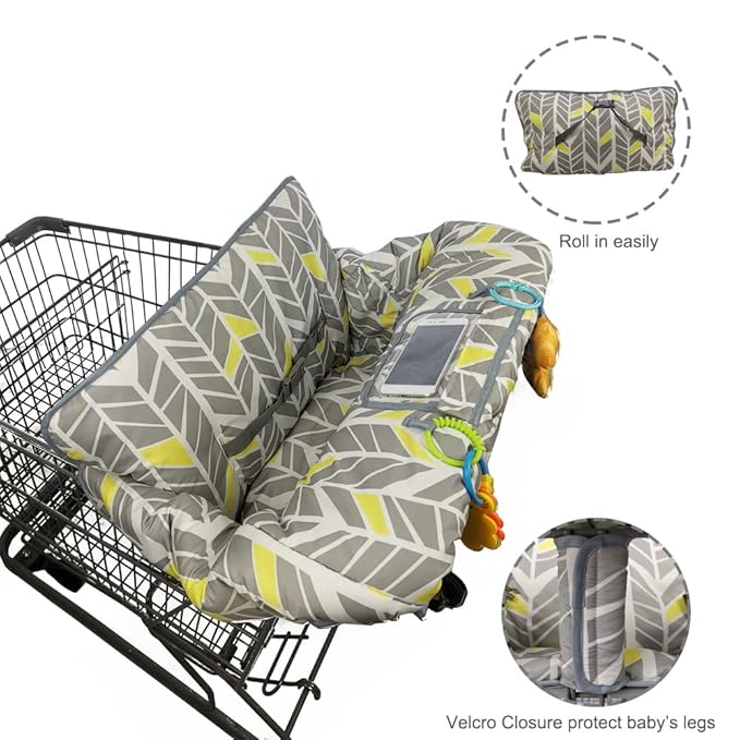 Shopping Cart Cover for Baby boy Girl, Multi-in-1 Cart Covers for Babies, Soft Padded Infant High Chair Cover, Machine Washable, Grocery cart seat Cushion Cover, Multi Color