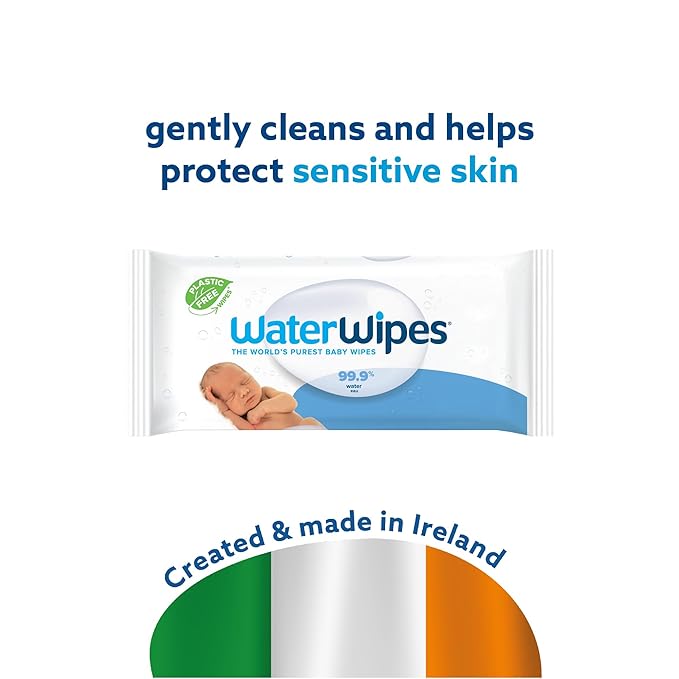 WaterWipes Sensitive+ Newborn & Baby Wipes, 3-In-1 Cleans, Cares, Protects, 99.9% Water, Unscented & Hypoallergenic, 1080 Count (18 Packs)