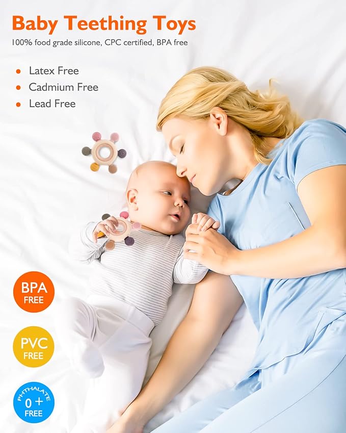 akolik Baby Teething Toys, Teething Relief Toy, BPA Free Baby Chew Toys Infant Toys Newborn Accessories, Teethers for Babies 0-3-6-9-12 Months Old Boys Girls