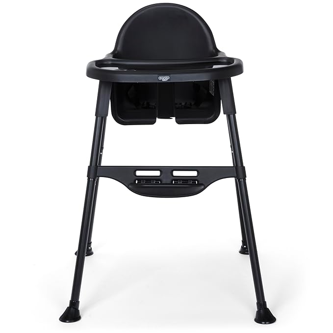 Cosco Kids Canteen High Chair Lightweight Portable Baby Feeding Chair with Adjustable Tray, Easy to Clean, Kitchen or Dining Use, Toddlers Up to 33 lbs, Mono Black