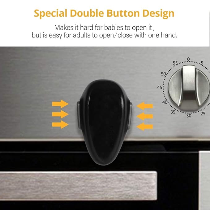 Mom's Choice Gold Awards Winner - EUDEMON 1 Pack Childproof Oven Door Lock, Oven Front Lock Easy to Install & Heat-Resistant Material no Tools Need or Drill (Black)(ONLY for Flat Surface)