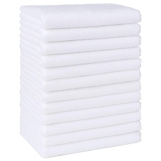 HOMEXCEL Baby Washcloths 12 Pack-Microfiber Coral Fleece Baby Bath Face Towel 7 x 9 Inch Extra Absorbent Soft Burp Cloth and Wash Cloths for Newborn-Infants and Toddlers,White